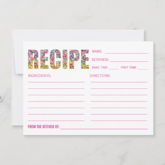 Candy Theme RECIPE CARD Post Card Einladung (Vorderseite)