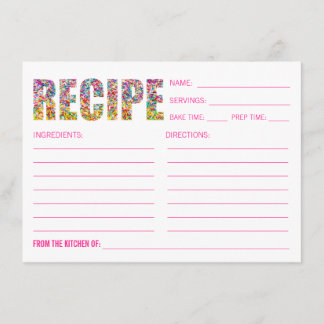 Candy Theme RECIPE CARD Post Card Einladung