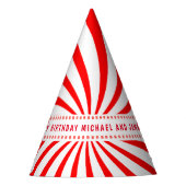 Candy Theme Red White Geburtstagsfeier Partyhütchen (Vorderseite)