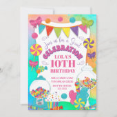 Candy Themed Girl's Colorful Rainbow Birthday Einladung (Vorderseite)