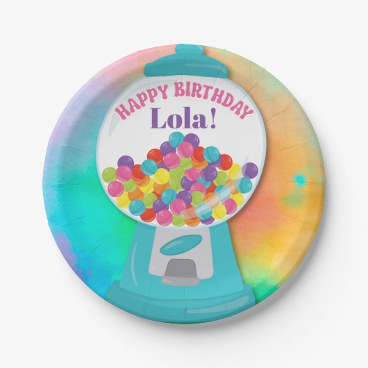 Candy Themed Girl's Colorful Rainbow Birthday Pappteller (Vorderseite)
