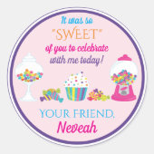 Candy Themed Vielen Dank Gastgeschenk Runder Aufkleber (Vorderseite)