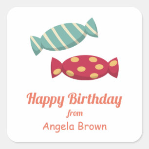Candy/Toffee Birthday Goodies Quadratischer Aufkleber