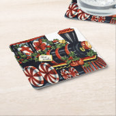 Candy Train Weihnachten Rechteckiger Pappuntersetzer (angewinkelt)