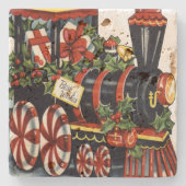 Candy Train Weihnachten Steinuntersetzer (Vorderseite)