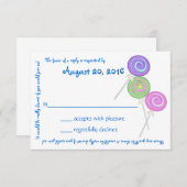 Candy Treasures Blue Text Response Card RSVP Karte (Vorne/Hinten)