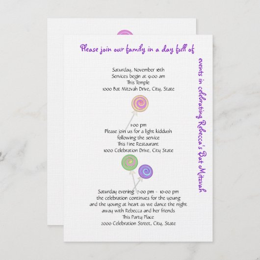 Candy Treasures Events und Informationen Begleitkarte (Vorne/Hinten)