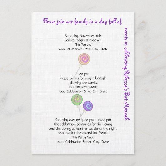 Candy Treasures Events und Informationen Begleitkarte (Vorderseite)