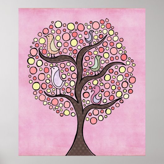 Candy Tree Pink Kinderzimmer Kids Room Poster (Vorne)