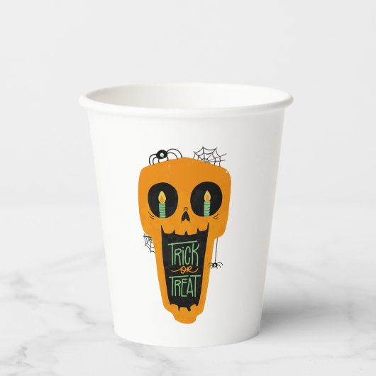 Candy Trick oder Treat Funny Pumpkin Halloween Jun Pappbecher (Vorderseite)