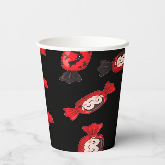 Candy und Dracula Niedlich Spooky Pappbecher (Rückseite)