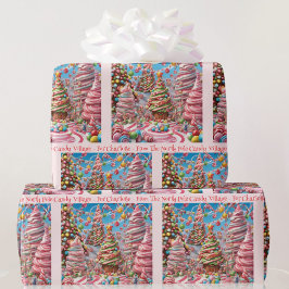 Candy Village Add Girl's Name Rosa Weihnachten Geschenkpapier