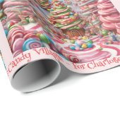 Candy Village Add Girl's Name Rosa Weihnachten Geschenkpapier (Rolleneckpunkt)