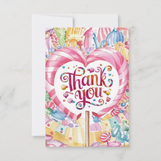 Candy Wonderland Candyland danke Karte (Vorderseite)