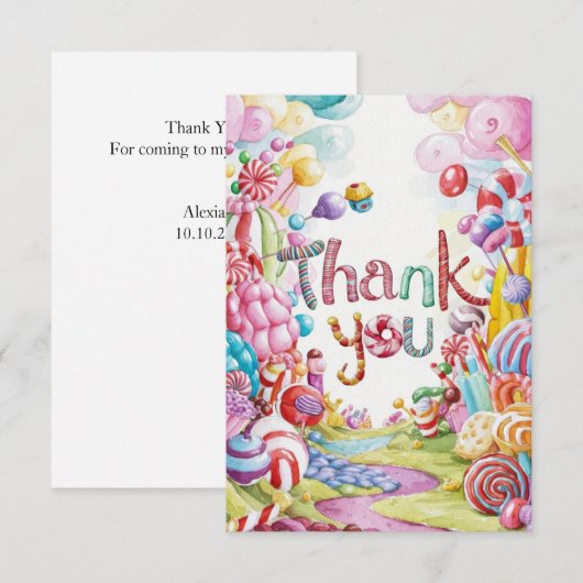 Candy Wonderland Candyland danke Karte (Vorne/Hinten)