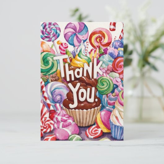 Candy Wonderland Candyland danke Karte (Stehend Vorderseite)