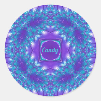 CANDY ~ WOW HÜBSCH 3D! Aqua, Lila und weiß ~ Runder Aufkleber