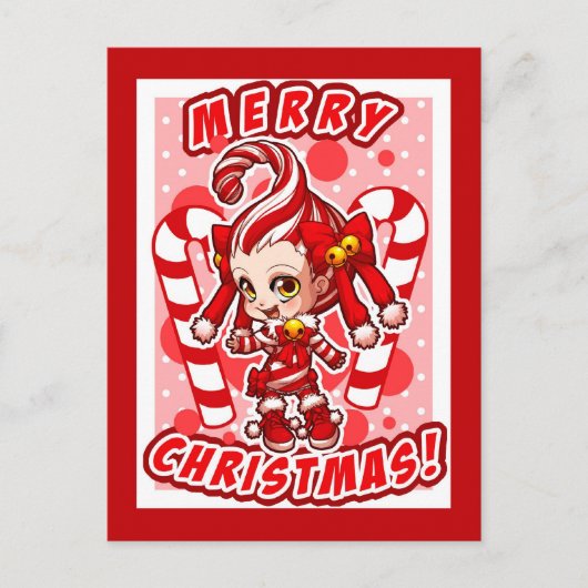 Candycane-chan Weihnachten Postkarte (Vorderseite)