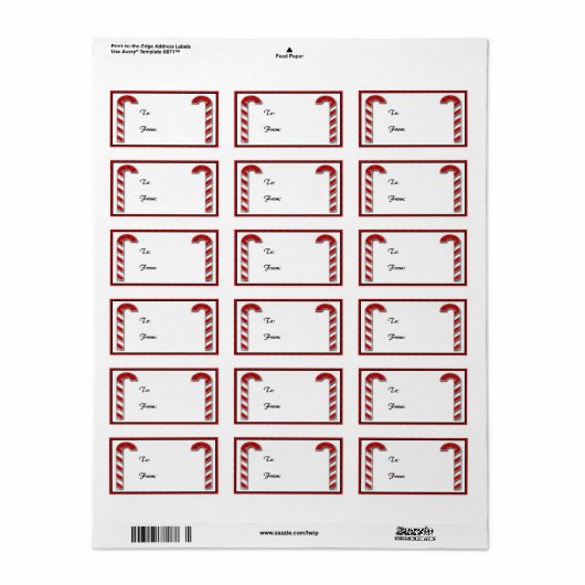 Candycane-Geschenkmarke Adressaufkleber (Vorne)