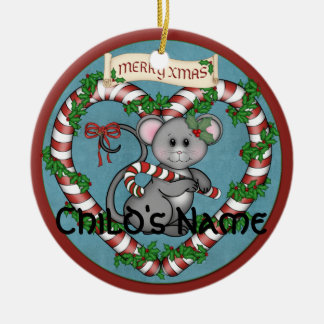 CandyCane Maus Keramikornament