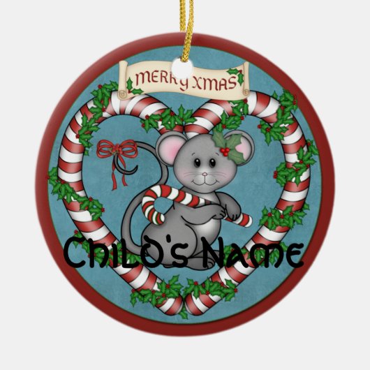 CandyCane Maus Keramikornament (Vorne)
