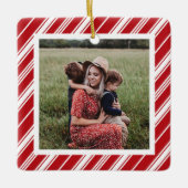 Candycane Stripe Merry Christmas Keramikornament (Vorderseite)