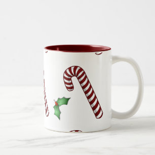 Candycane und Holly-Tasse Zweifarbige Tasse