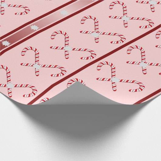 CandyCane und Streifen Muster Rosa, Rot, Weiß Geschenkpapier (Ecke)