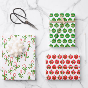 Candycane Weihnachtsschmuck Xmas Urlaub Noël Geschenkpapier Set