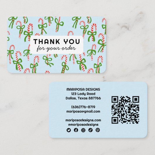 Candycanes Kundenbestellung Vielen Dank QR Code So Visitenkarte (Vorne/Hinten)