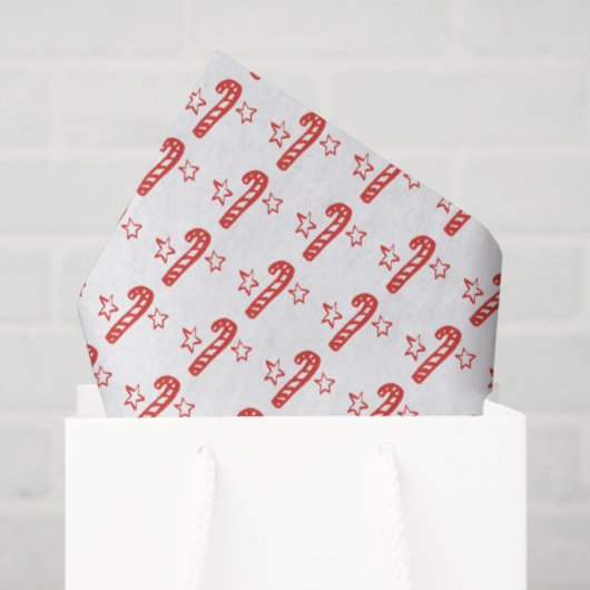 Candycanes Stars Doodle CHRISTMAS Holiday Red Whit Seidenpapier (Geschenktüte)