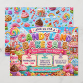 Candyland Backverkaufsdesign Einladung (Vorne/Hinten)