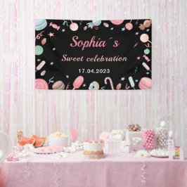 Candyland Banner Background Banner Schwarz und Ros