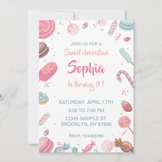 Candyland Birthday Einladung Party Einladung (Vorderseite)