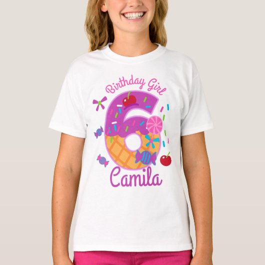 Candyland Birthday Girl Sixth lollipop T-Shirt (Vorderseite)