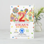 Candyland Candy Einladung für Candy Theme - 2. (Stehend Vorderseite)