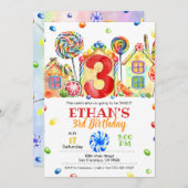 Candyland Candy Einladung für Candy Theme - 3. (Vorne/Hinten)