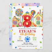 Candyland Candy Einladung für Candy Theme - 8. (Vorne/Hinten)