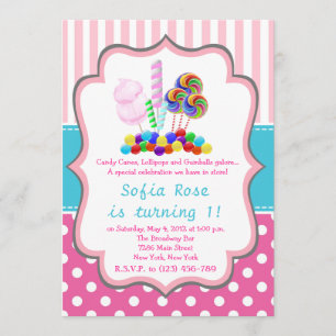 Candyland Candy First Birthday Einladung