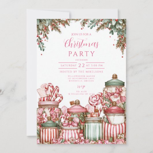 Candyland Christmas Celebration Einladung (Vorderseite)