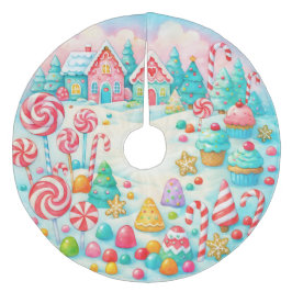 Candyland Christmas Tree Skirt Fleece Weihnachtsbaumdecke