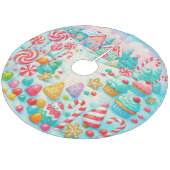 Candyland Christmas Tree Skirt Fleece Weihnachtsbaumdecke (Schrägansicht)