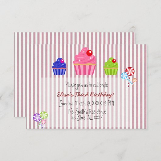 Candyland Einladung (Vorne/Hinten)