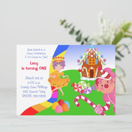 Candyland Einladung (Stehend Vorderseite)