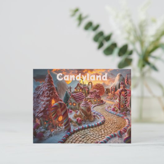 Candyland Fantasy Postkarte (Stehend Vorderseite)