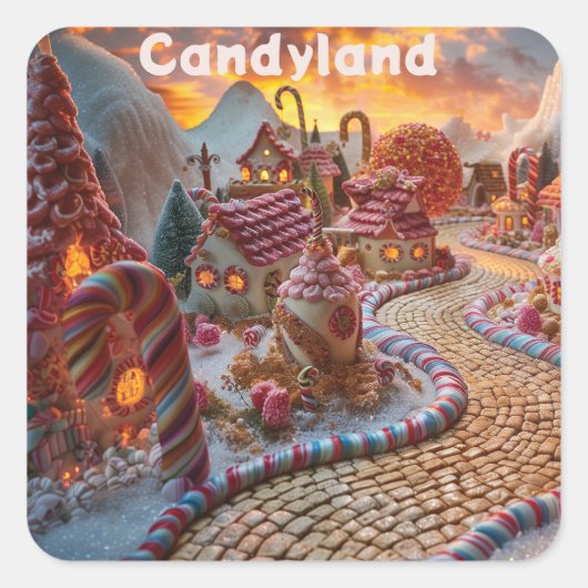 Candyland Fantasy Quadratischer Aufkleber (Vorderseite)