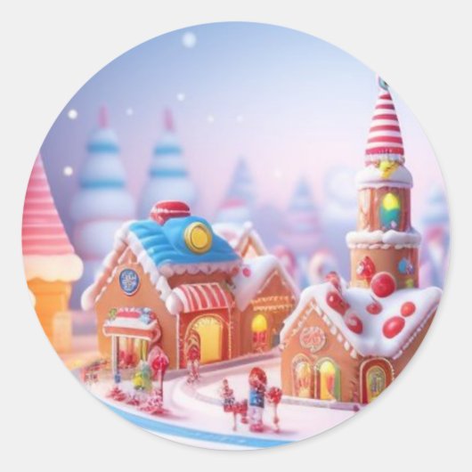Candyland/Fantasy Town/Sticker Runder Aufkleber (Vorderseite)
