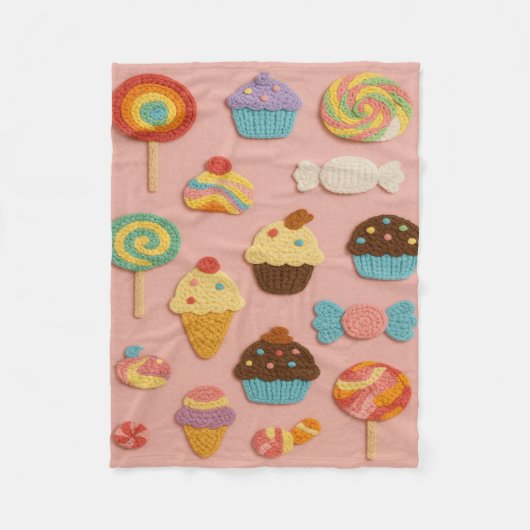 Candyland Faux Crochet Fleece Blanket-Kids&Nursery (Vorderseite)