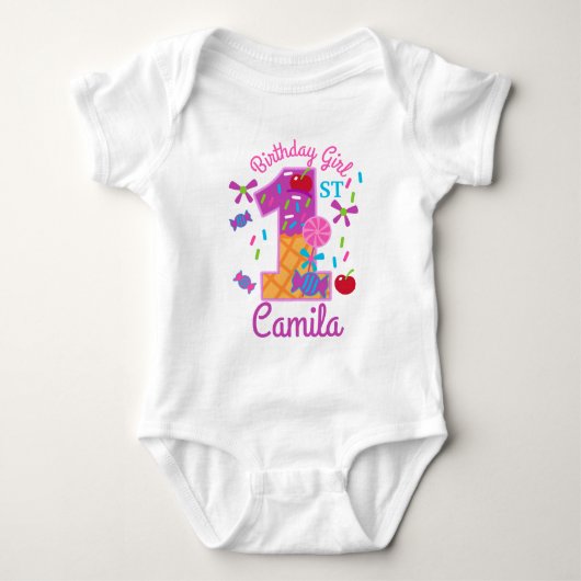 Candyland First Birthday Lollipop Baby Strampler (Vorderseite)