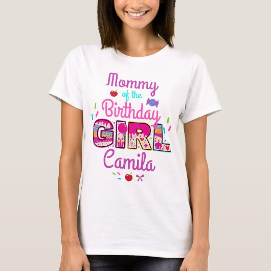 Candyland Mommy of the Birthday Girl lollipop T-Shirt (Vorderseite)
